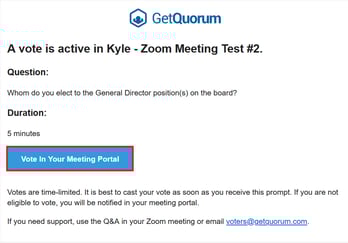 Panelist - Vote through Vote Notification Email