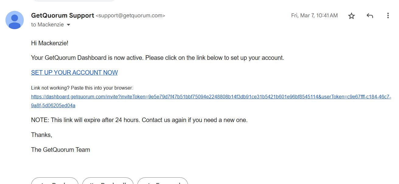 How do I access the GetQuorum Dashboard?