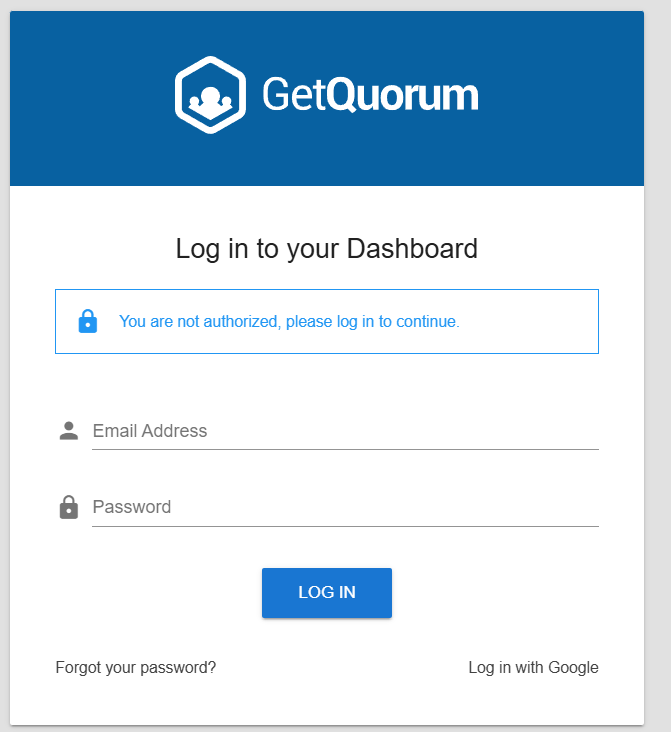 How do I access the GetQuorum Dashboard?
